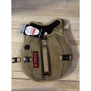 Kong Small Durable Military Tactical Vest Dog Harness Tan Side Bags Metal Clips